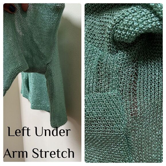 Carlucci Green Metallic Mesh Textured Chic Crop Top Size 4 Small - Picture 9 of 14